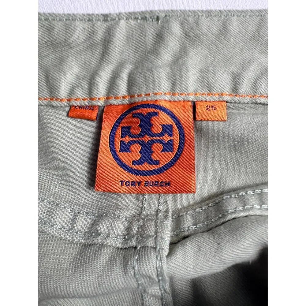 Tory Burch Alexa Cropped Skinny Jeans Light Green Size 25